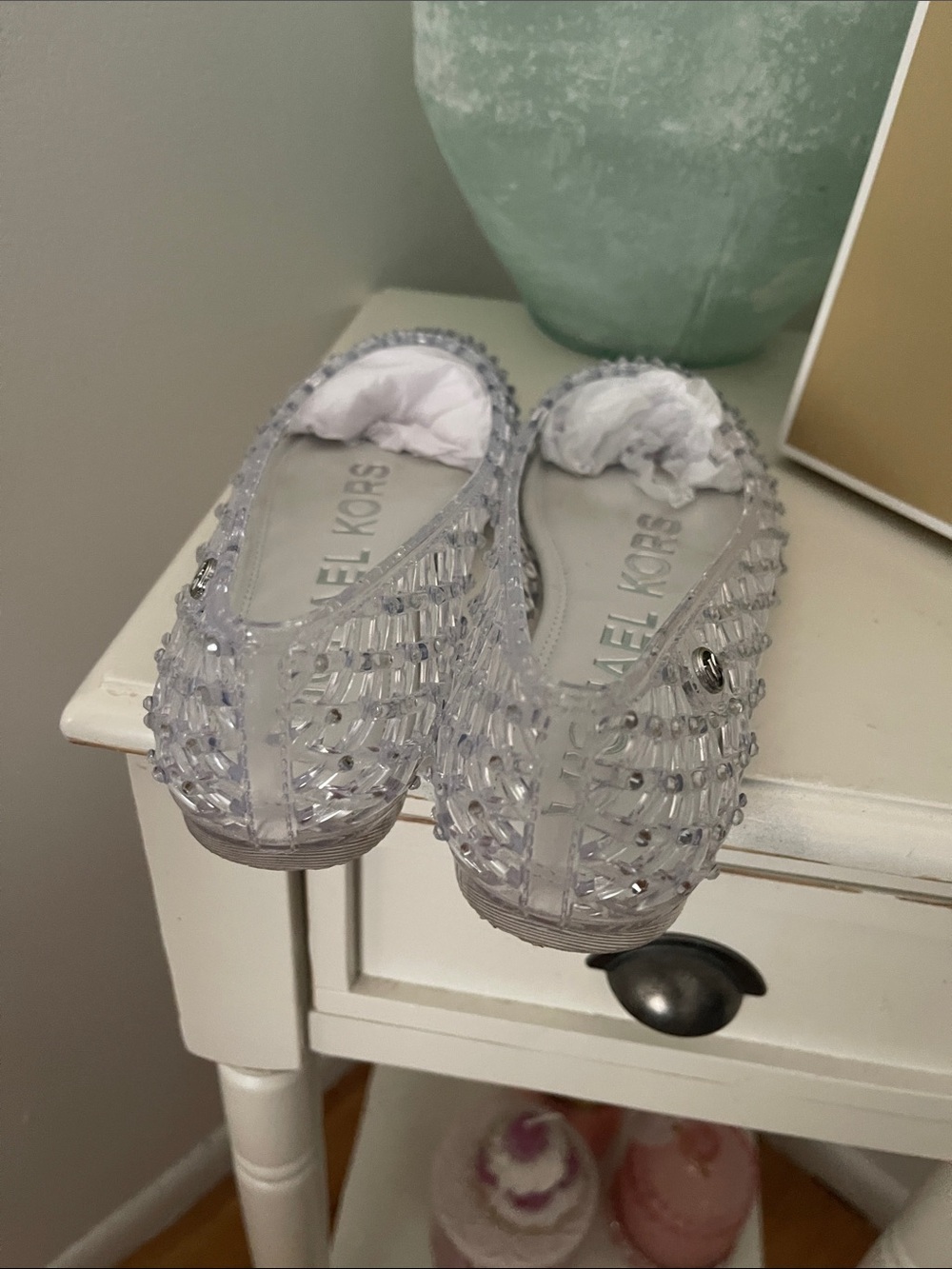 Michael Kors Clear Jelly Flats with Silver Stud Detail - Picture 5 of 10